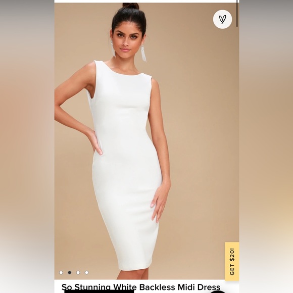 so stunning white backless midi dress White Satin Mockneck Midi Dress Long Sleeves Open Back